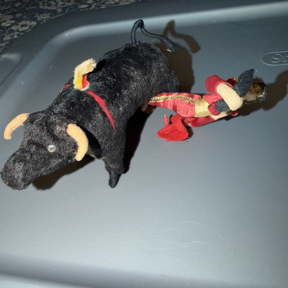 Vintage Barcelona Spain Matador Costume Doll And Bull‎ 1950-60s